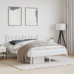 Gossi cadru de pat metalic cu tablie, alb, 140x190 cm