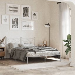 Gossi cadru de pat metalic cu tablie, alb, 140x190 cm