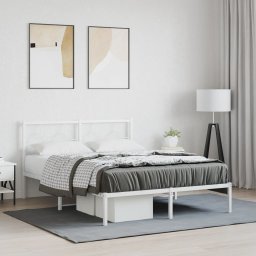 Gossi cadru de pat metalic cu tablie, alb, 140x190 cm
