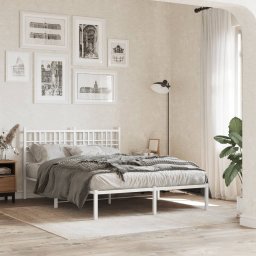 Gossi cadru de pat metalic cu tablie, alb, 140x200 cm