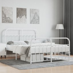 Gossi cadru de pat metalic cu tablie, alb, 140x200 cm