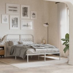 Gossi cadru de pat metalic cu tablie, alb, 140x200 cm