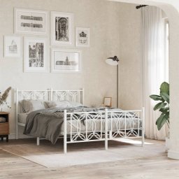 Gossi cadru de pat metalic cu tablie, alb, 140x200 cm