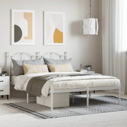 Gossi cadru de pat metalic cu tablie, alb, 140x200 cm