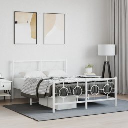 Gossi cadru de pat metalic cu tablie, alb, 140x200 cm