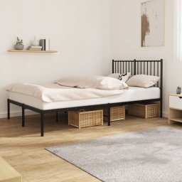 Gossi cadru de pat metalic cu tablie, negru, 120x200 cm