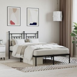 Gossi cadru de pat metalic cu tablie, negru, 120x200 cm