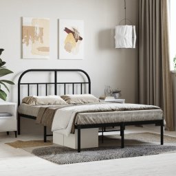 Gossi cadru de pat metalic cu tablie, negru, 120x200 cm