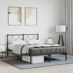 Gossi cadru de pat metalic cu tablie, negru, 135x190 cm