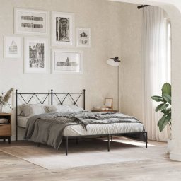Gossi cadru de pat metalic cu tablie, negru, 135x190 cm