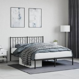 Gossi cadru de pat metalic cu tablie, negru, 140x190 cm