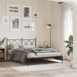 Gossi cadru de pat metalic cu tablie, negru, 140x190 cm