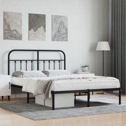 Gossi cadru de pat metalic cu tablie, negru, 140x190 cm