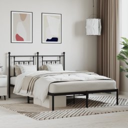 Gossi cadru de pat metalic cu tablie, negru, 140x190 cm