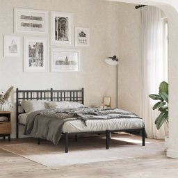Gossi cadru de pat metalic cu tablie, negru, 140x190 cm