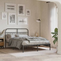 Gossi cadru de pat metalic cu tablie, negru, 140x190 cm