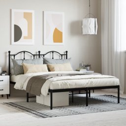 Gossi cadru de pat metalic cu tablie, negru, 140x190 cm