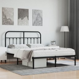 Gossi cadru de pat metalic cu tablie, negru, 140x200 cm