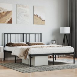 Gossi cadru de pat metalic cu tablie, negru, 150x200 cm
