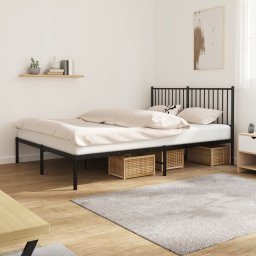Gossi cadru de pat metalic cu tablie, negru, 150x200 cm