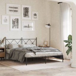Gossi cadru de pat metalic cu tablie, negru, 160x200 cm