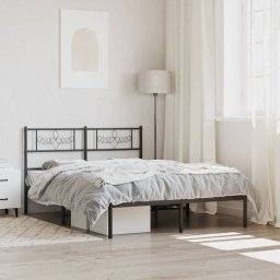 Gossi cadru de pat metalic cu tablie, negru, 160x200 cm