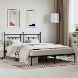 Gossi cadru de pat metalic cu tablie, negru, 160x200 cm