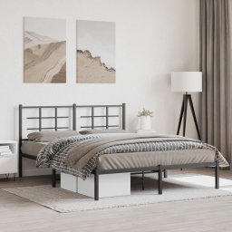 Gossi cadru de pat metalic cu tablie, negru, 160x200 cm