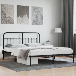 Gossi cadru de pat metalic cu tablie, negru, 183x213 cm