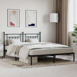 Gossi cadru de pat metalic cu tablie, negru, 183x213 cm