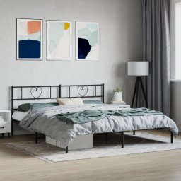 Gossi cadru de pat metalic cu tablie, negru, 193x203 cm