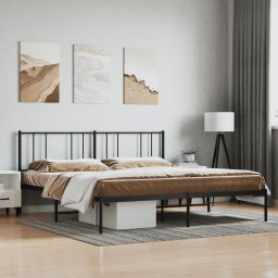 Gossi cadru de pat metalic cu tablie, negru, 200x200 cm