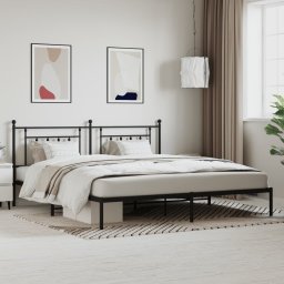 Gossi cadru de pat metalic cu tablie, negru, 200x200 cm