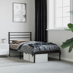 Gossi cadru de pat metalic cu tablie, negru, 75x190 cm
