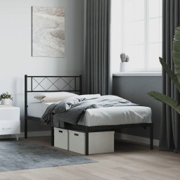 Gossi cadru de pat metalic cu tablie, negru, 75x190 cm