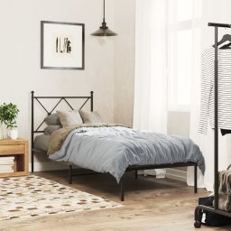 Gossi cadru de pat metalic cu tablie, negru, 80x200 cm