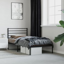 Gossi cadru de pat metalic cu tablie, negru, 90x190 cm