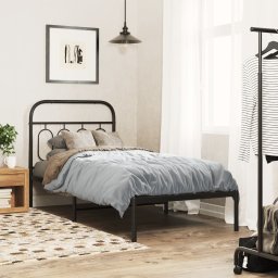 Gossi cadru de pat metalic cu tablie, negru, 90x190 cm