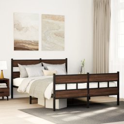 Gossi cadru de pat metalic fara saltea, stejar maro, 160x200 cm