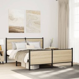 Gossi cadru de pat metalic fara saltea, stejar sonoma, 150x200 cm