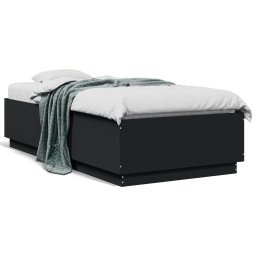 Gossi cadru de pat, negru, 75x190 cm, lemn prelucrat