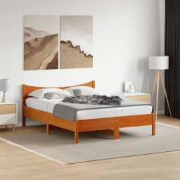 Gossi cadru pat fara saltea, maro ceruit, 120x190 cm, lemn masiv pin