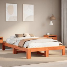 Gossi cadru pat fara saltea, maro ceruit, 120x200 cm, lemn masiv pin