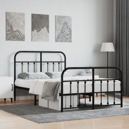 Gossi cadru pat metalic cu tablie de cap/picioare, negru, 120x190 cm
