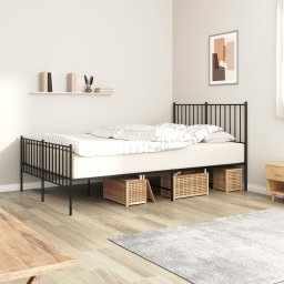 Gossi cadru pat metalic cu tablie de cap/picioare, negru, 120x190 cm