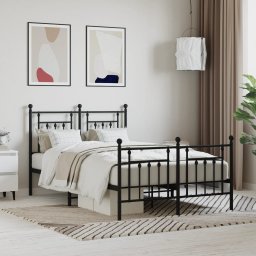 Gossi cadru pat metalic cu tablie de cap/picioare, negru, 120x190 cm
