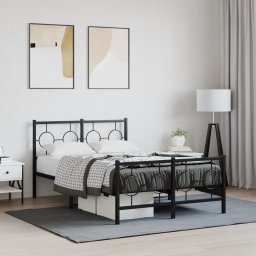 Gossi cadru pat metalic cu tablie de cap/picioare, negru, 120x190 cm