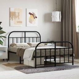 Gossi cadru pat metalic cu tablie de cap/picioare, negru, 120x190 cm