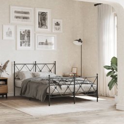 Gossi cadru pat metalic cu tablie de cap/picioare, negru, 120x190 cm