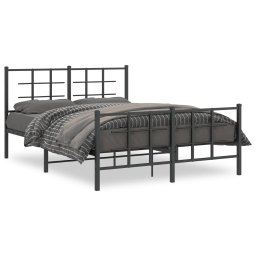 Gossi cadru pat metalic cu tablie de cap/picioare, negru, 135x190 cm